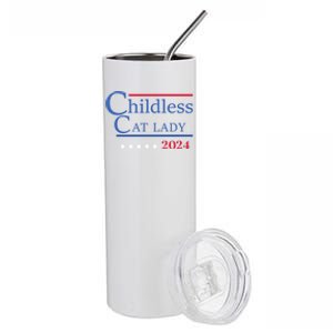 Less Cat Lady 2024 Ladies Is Voting Kamala Gift Stainless Steel Tumbler