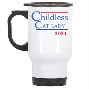 Less Cat Lady 2024 Ladies Is Voting Kamala Gift Stainless Steel Travel Mug