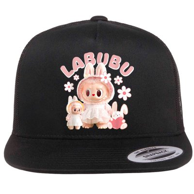 Labubu Cute Labubu The Monsters Meme Flat Bill Trucker Hat