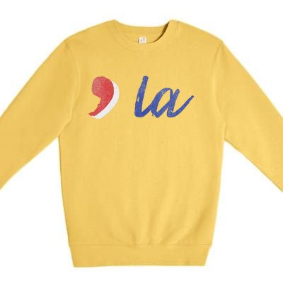 La Comma La In Red White & Blue Minimalist Design Premium Crewneck Sweatshirt