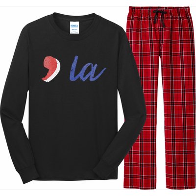 La Comma La In Red White & Blue Minimalist Design Long Sleeve Pajama Set