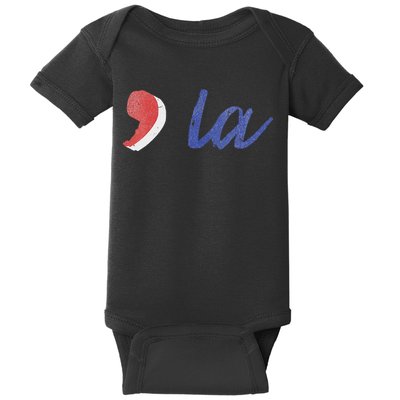 La Comma La In Red White & Blue Minimalist Design Baby Bodysuit