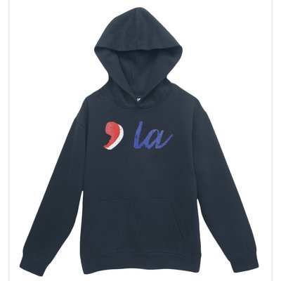 La Comma La In Red White & Blue Minimalist Design Urban Pullover Hoodie