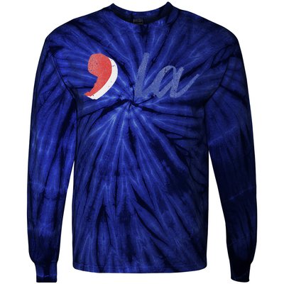 La Comma La In Red White & Blue Minimalist Design Tie-Dye Long Sleeve Shirt