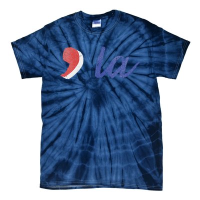 La Comma La In Red White & Blue Minimalist Design Tie-Dye T-Shirt