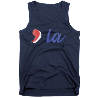 La Comma La In Red White & Blue Minimalist Design Tank Top