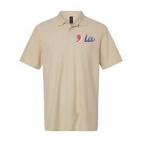 La Comma La In Red White & Blue Minimalist Design Softstyle Adult Sport Polo