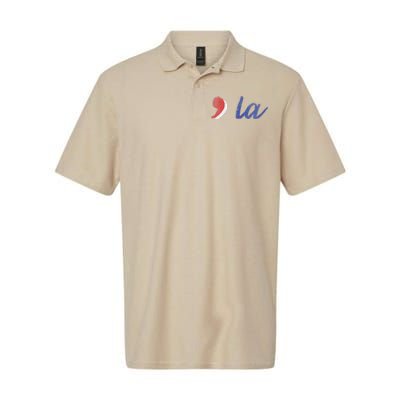 La Comma La In Red White & Blue Minimalist Design Softstyle Adult Sport Polo