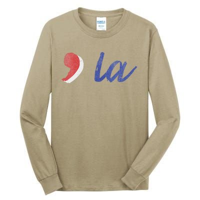 La Comma La In Red White & Blue Minimalist Design Tall Long Sleeve T-Shirt