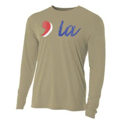 La Comma La In Red White & Blue Minimalist Design Cooling Performance Long Sleeve Crew