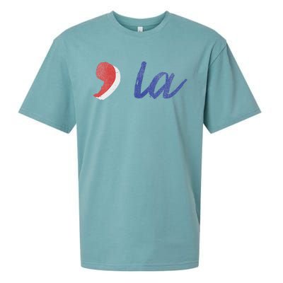 La Comma La In Red White & Blue Minimalist Design Sueded Cloud Jersey T-Shirt