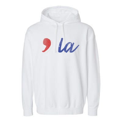 La Comma La In Red White & Blue Minimalist Design Garment-Dyed Fleece Hoodie