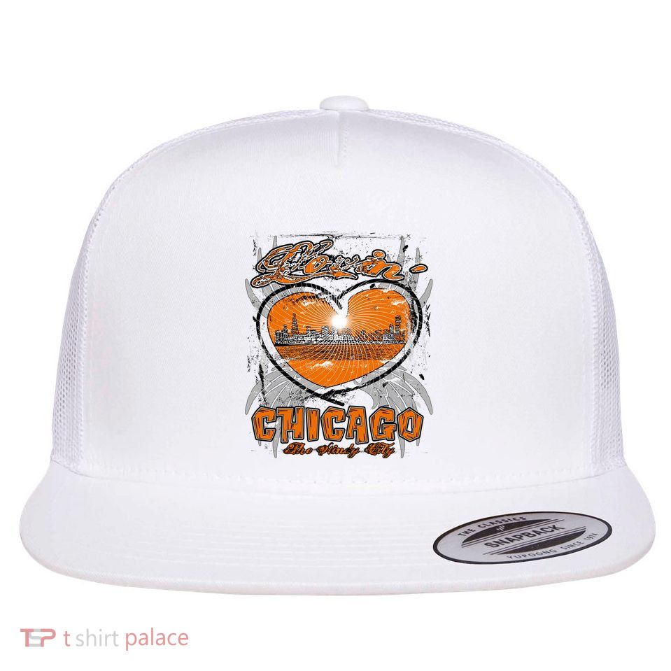 Loving Chicago Flat Bill Trucker Hat