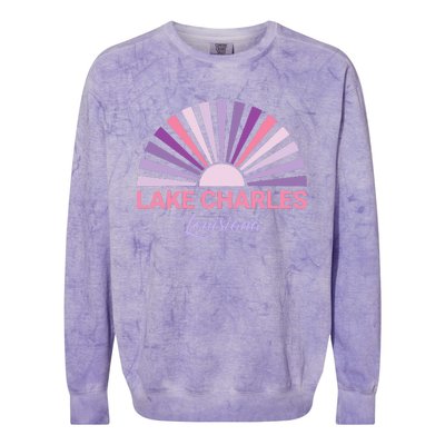 Lake Charles Louisiana Sunset Retro City State Love Colorblast Crewneck Sweatshirt