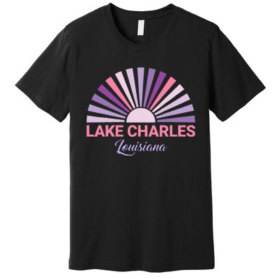 Lake Charles Louisiana Sunset Retro City State Love Premium T-Shirt