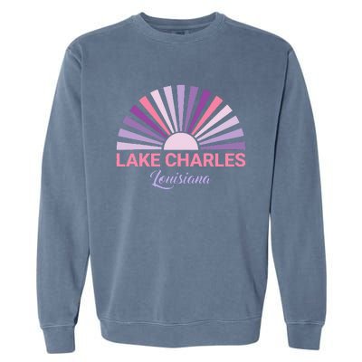 Lake Charles Louisiana Sunset Retro City State Love Garment-Dyed Sweatshirt