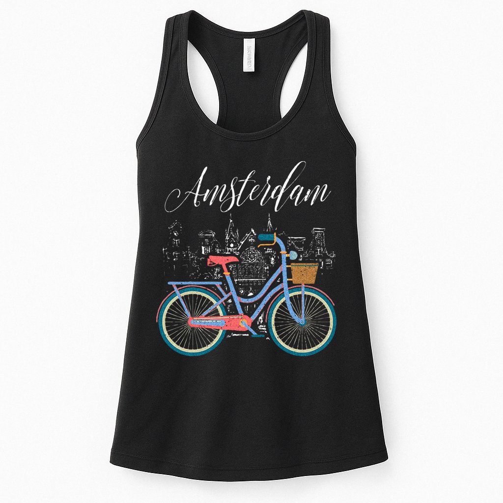Love Cycling Luv Amsterdam Retro Bike Gift Design Idea Womens Tank Top