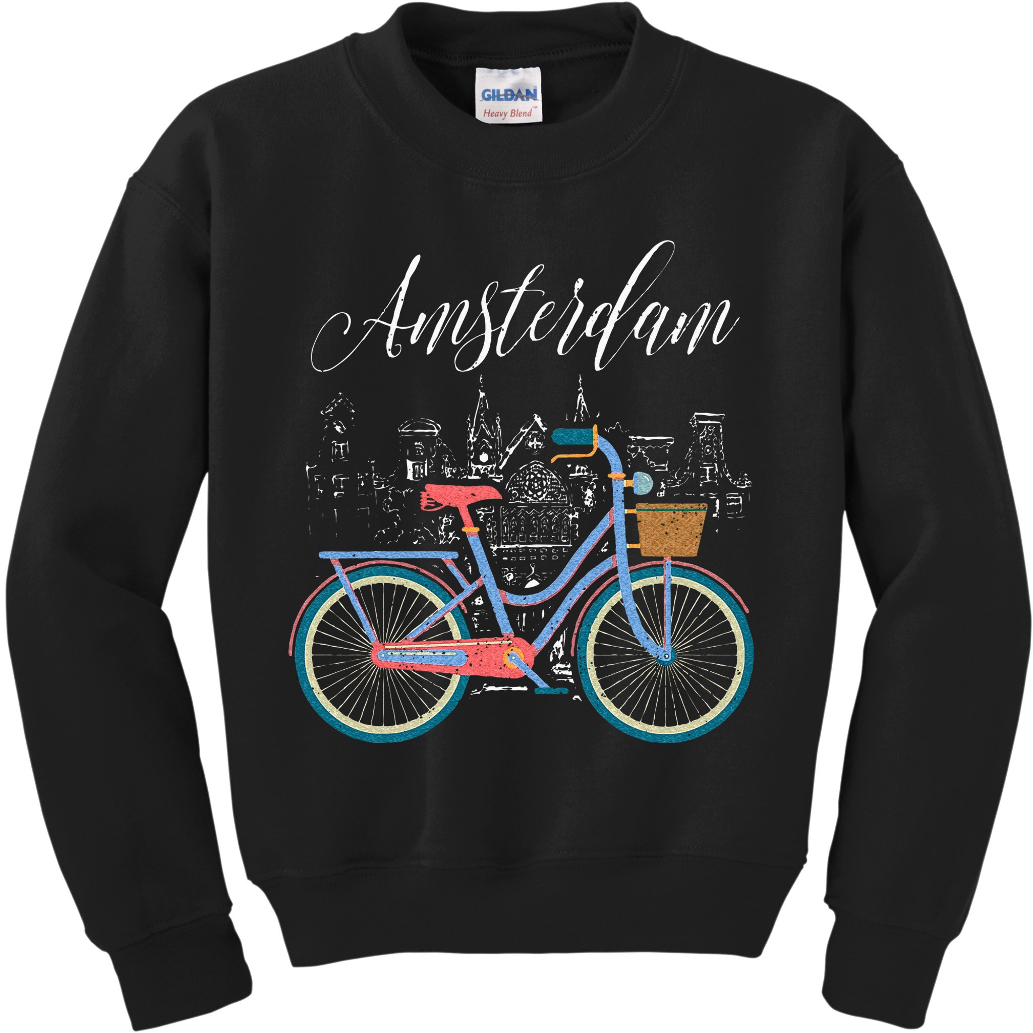 Love Cycling Luv Amsterdam Retro Bike Gift Design Idea Kids Sweatshirt
