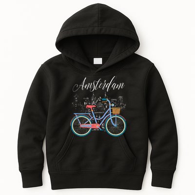 Love Cycling Luv Amsterdam Retro Bike Gift Design Idea Kids Hoodie