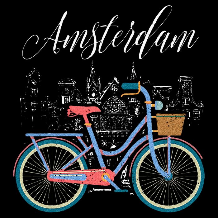 Love Cycling Luv Amsterdam Retro Bike Gift Design Idea Zip Tote Bag