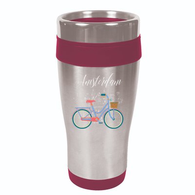 Love Cycling Luv Amsterdam Retro Bike Gift Design Idea 16oz Travel Tumbler
