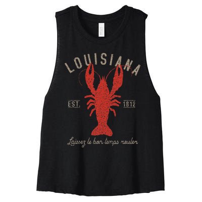 Louisiana Crawfish Laissez Le Bon Temps Rouler Women's Racerback Cropped Tank