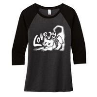 Lovejoy Cat Women's Tri-Blend 3/4-Sleeve Raglan Shirt