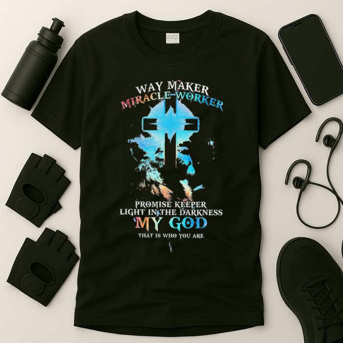 Lion Cross Light Colourful Waymaker Miracle Worker T-Shirt