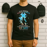 Lion Cross Light Colourful Waymaker Miracle Worker T-Shirt