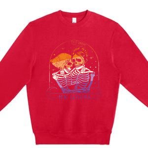 Lesbian Couple Lovers Tarot Card Lgbtq Skeleton Valentines Cool Gift Premium Crewneck Sweatshirt