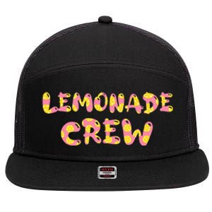 Lemonade Crew Lemon Lover Floral Summer Pink Lemon design 7 Panel Mesh Trucker Snapback Hat