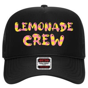 Lemonade Crew Lemon Lover Floral Summer Pink Lemon design High Crown Mesh Back Trucker Hat