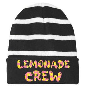 Lemonade Crew Lemon Lover Floral Summer Pink Lemon design Striped Beanie with Solid Band