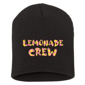 Lemonade Crew Lemon Lover Floral Summer Pink Lemon design Short Acrylic Beanie