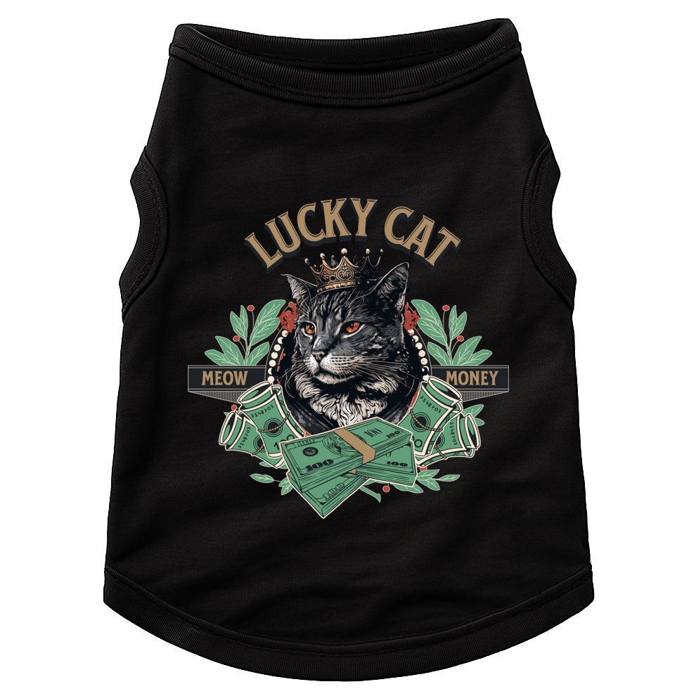 Lucky Cat Meow Money Cat Lovers Gift Doggie Tank