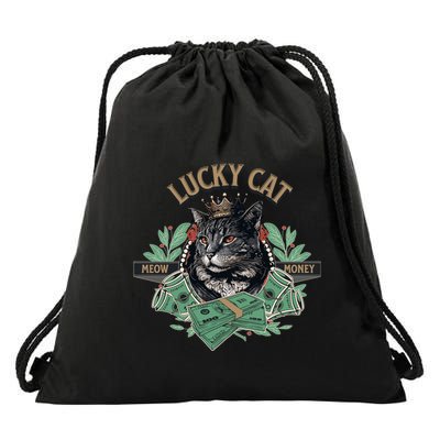 Lucky Cat Meow Money Cat Lovers Gift Drawstring Bag