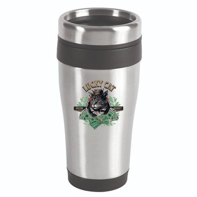 Lucky Cat Meow Money Cat Lovers Gift 16oz Travel Tumbler