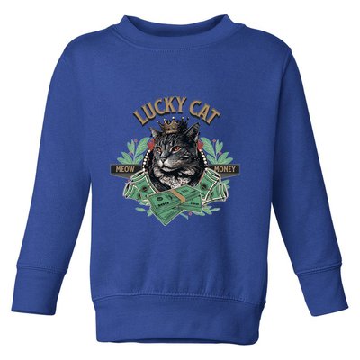 Lucky Cat Meow Money Cat Lovers Gift Toddler Sweatshirt
