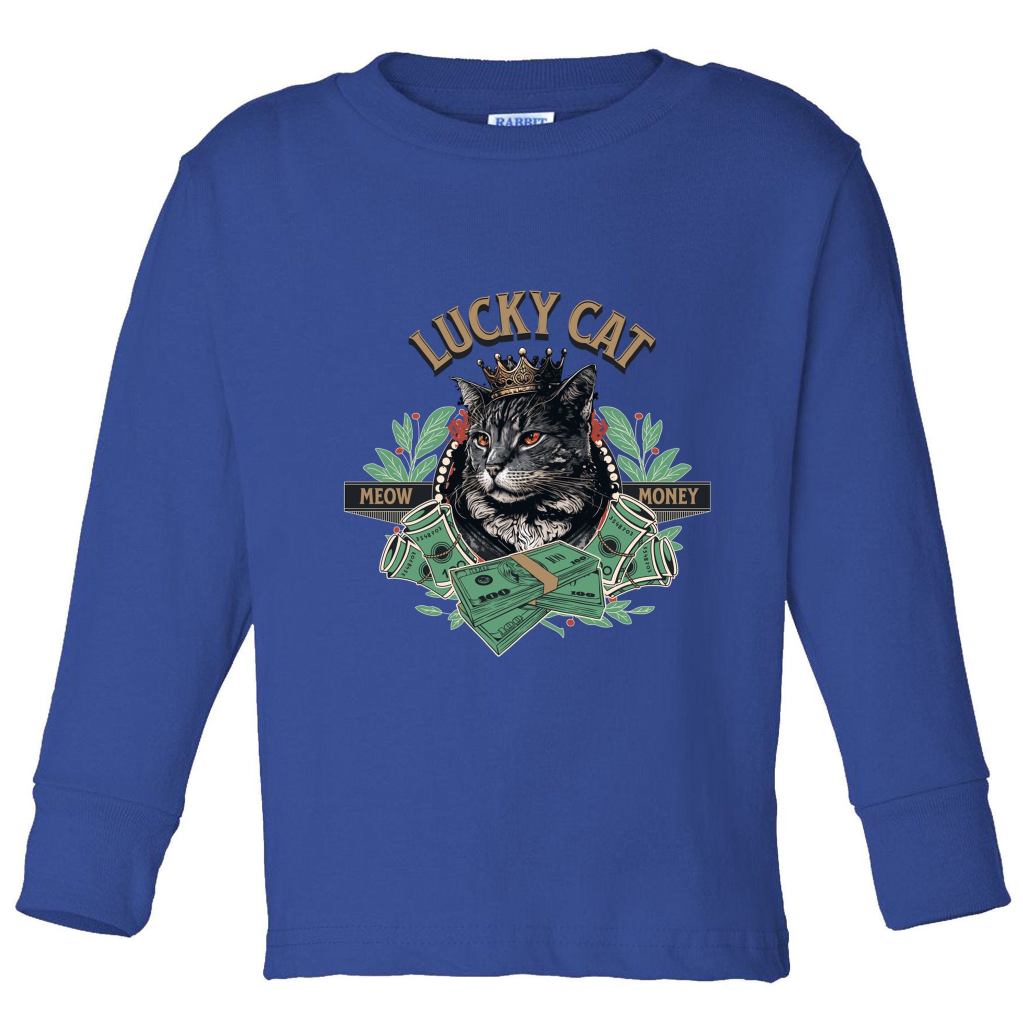 Lucky Cat Meow Money Cat Lovers Gift Toddler Long Sleeve Shirt