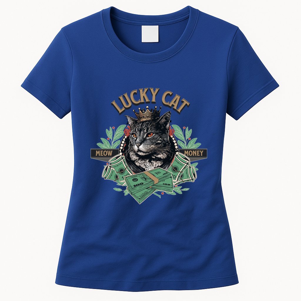 Lucky Cat Meow Money Cat Lovers Gift Womens T-Shirt