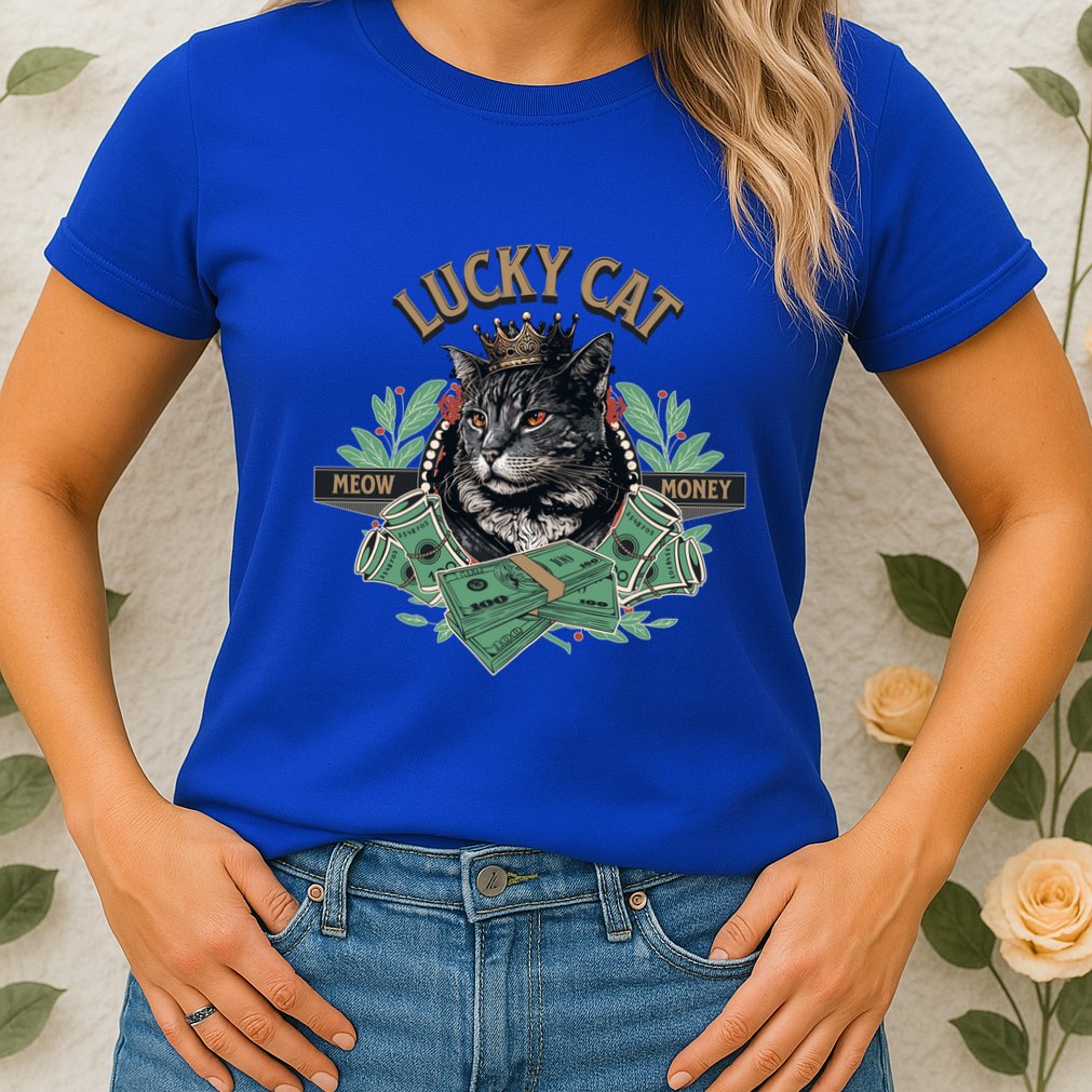Lucky Cat Meow Money Cat Lovers Gift Womens T-Shirt