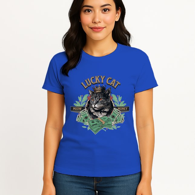 Lucky Cat Meow Money Cat Lovers Gift Womens T-Shirt