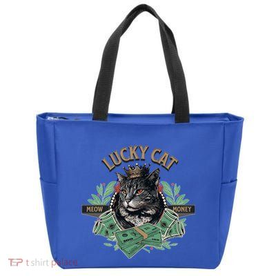 Lucky Cat Meow Money Cat Lovers Gift Zip Tote Bag