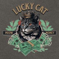 Lucky Cat Meow Money Cat Lovers Gift Cotton Canvas Backpack