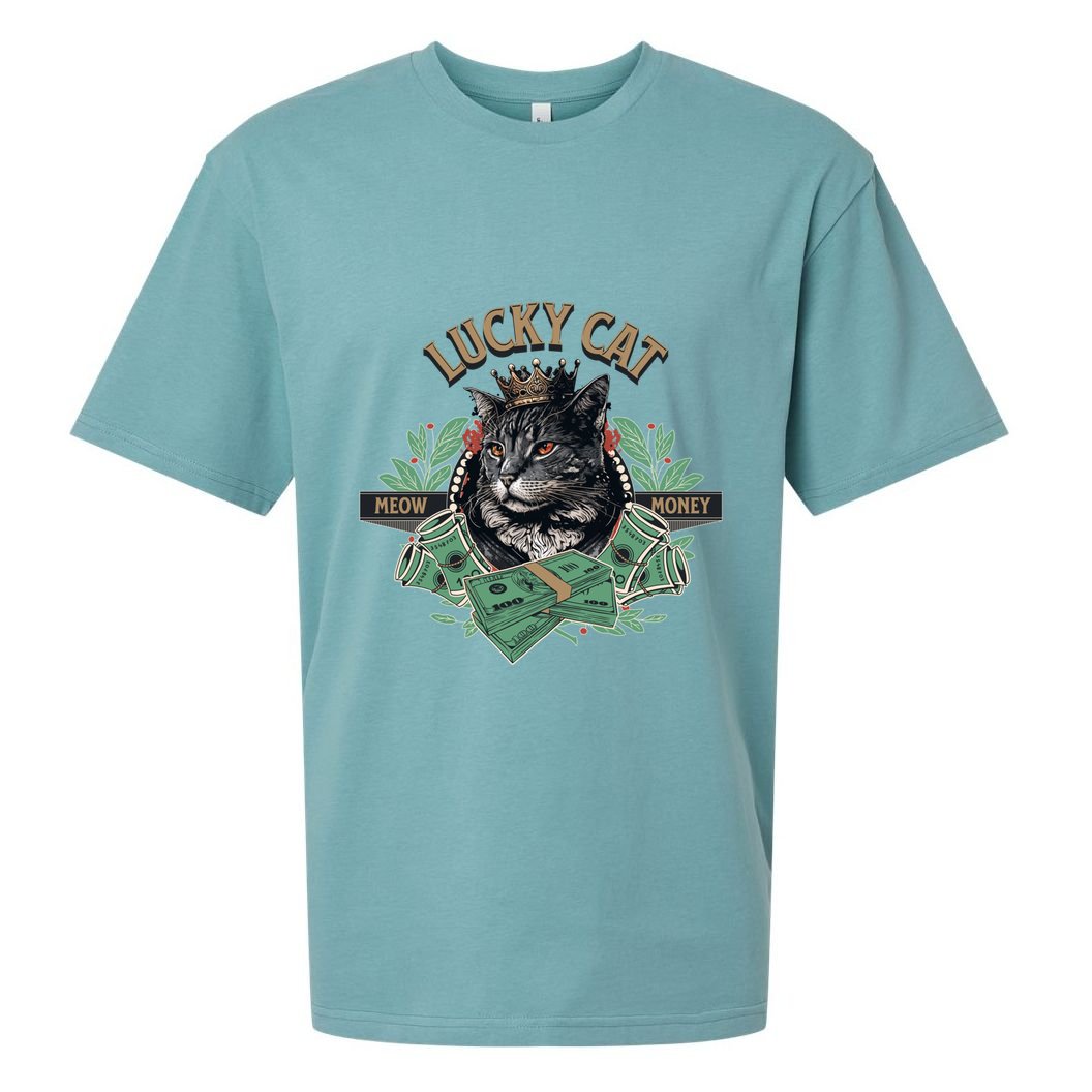 Lucky Cat Meow Money Cat Lovers Gift Sueded Cloud Jersey T-Shirt