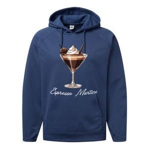 Left Chest Minimal Espresso Martini Social Club Elegance Cool Gift Performance Fleece Hoodie