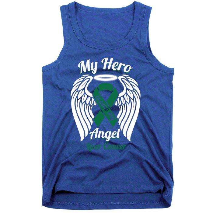 Liver Cancer My Hero Is Now My Angel Wings Gift Tank Top