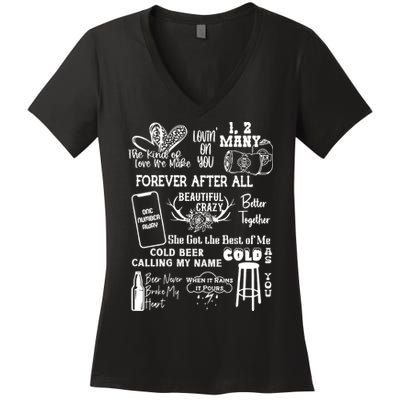 Luke Country Music Cowgirl Women's V-Neck T-Shirt