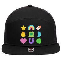 Lucky Cereal Marshmallow Shapes Magically Charms Delicious 7 Panel Mesh Trucker Snapback Hat