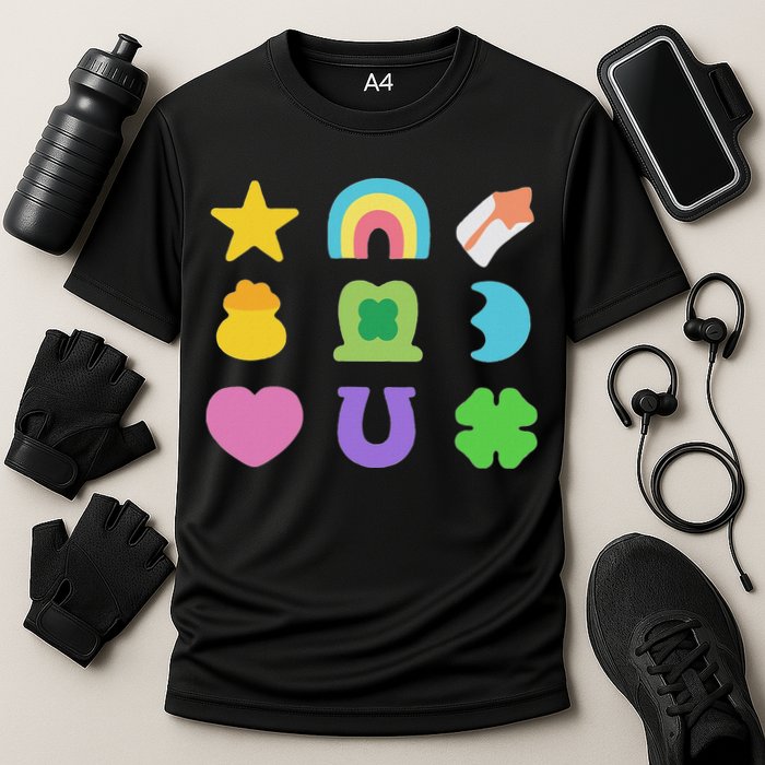 Lucky Cereal Marshmallow Shapes Magically Charms Delicious Cooling Performance Crew T-Shirt